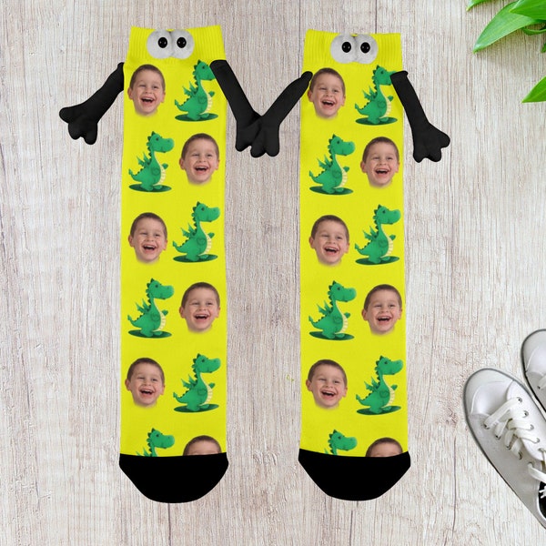 Custom Socks With Magnetic Hands And Google 3D Cartoon Eyes, Personalized Socks, Funny Socks, Christmas Gifts for Kids, Stocking Stuffers