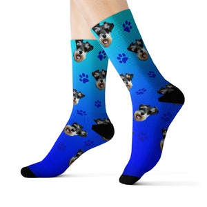 Face socks, Custom dog socks, Custom photo socks, Custom face socks, Your dog on socks, Mother's Day, Dog lover gift, Personalized gift Blue-turquoise