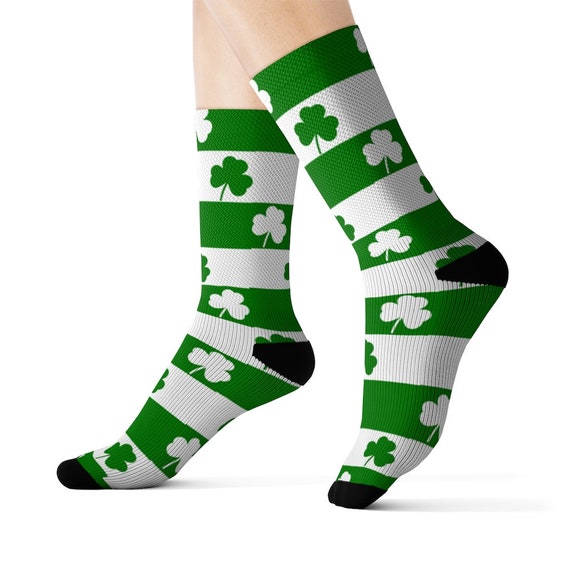 St. Patrick's day Socks with stripes and shamrock | Etsy