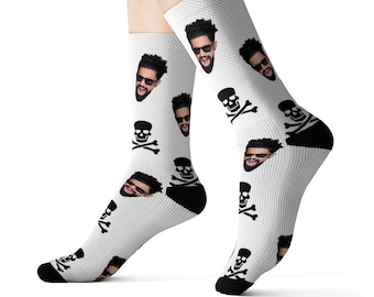 Custom Halloween socks, Personalized socks, Socks with skull, skeleton socks, Spooky socks, Trick or treat, Halloween socks, Photo socks,