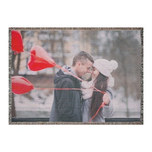 Personalisierte Foto gewebte Decke, benutzerdefinierte Tapisserie gewebter Baumwollüberwurf, gewebte Baumwolldecke, personalisiertes Geschenk, Housewarminggeschenk