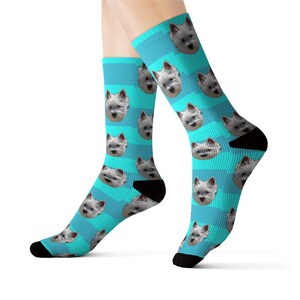 Face socks, Custom dog socks, Custom photo socks, Custom face socks, Your dog on socks, Mother's Day, Dog lover gift, Personalized gift Turquoise