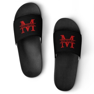 Personalized Slide Sandals, Custom Flip flops, Monogram Slippers, Custom Name Sandals, Valentine's Day gift for her, Christmas gift image 2
