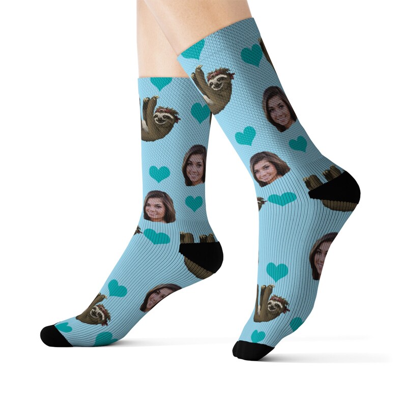 Custom face socks, Custom Photo socks, Personalized Mother's Day gift, Valentine's day gift for him, Christmas gift, Aquamarine blue