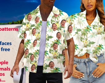 Custom Hawaiian Face Shirt: Personalized Tropical Flower Button-Down
