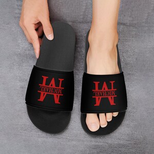 Personalized Slide Sandals, Custom Flip flops, Monogram Slippers, Custom Name Sandals, Valentine's Day gift for her, Christmas gift image 9