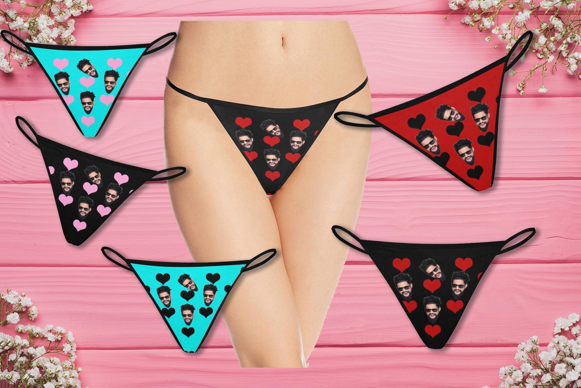 Customized Thong Front & Back, Customized Panties, Custom Thong