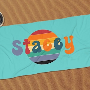 Personalized Retro Beach Towel: Colorful Custom Name Gift