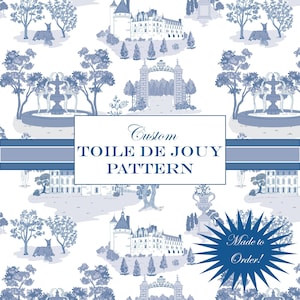 Aangepast toile de jouy-ontwerp - toile op maat - op bestelling gemaakt patroon voor behangstof of briefpapier - exclusief ontwerp voor commercieel gebruik