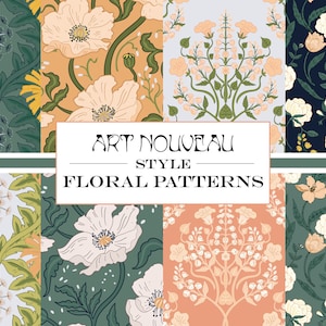 Papiers numériques Art nouveau, motifs pastel, motifs répétés sans couture, cartes à imprimer pour découpage de scrapbooking