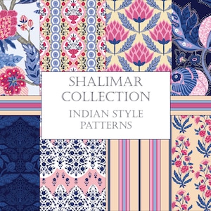 Motivi floreali indiani, documenti digitali Boho, disegni Paisley Chintz, collezione di motivi floreali del giardino indiano, pacchetto di carta digitale
