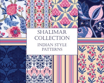 Indisches Blumenpapier: Chintz Paisley Muster (PNG, 30 x 30 cm)