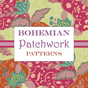 Boho Patchwork Patterns Papel Digital, Diseños de Patrones Sin Costuras, Patrones Repetitivos para Textiles, Papelería, Decoración del Hogar, Patrones Boho