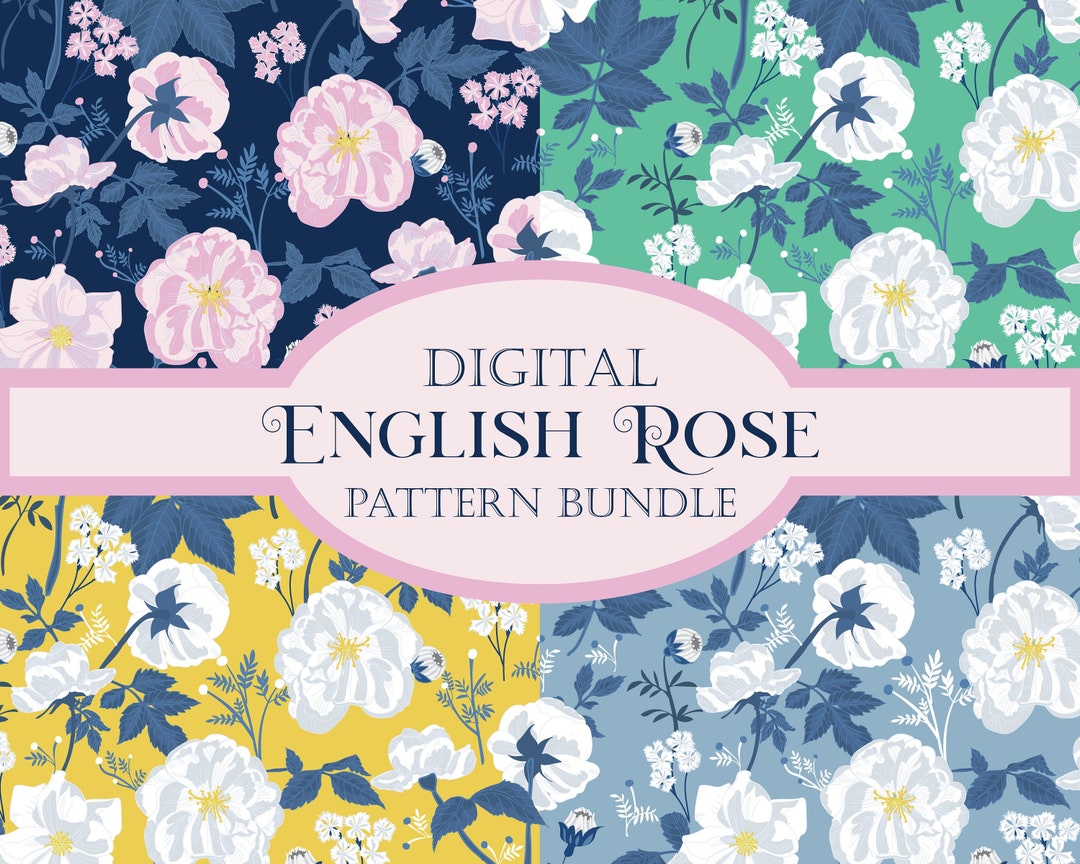 English Rose Digital Paper: Floral Pattern Bundle (12x12 Inch) - Etsy