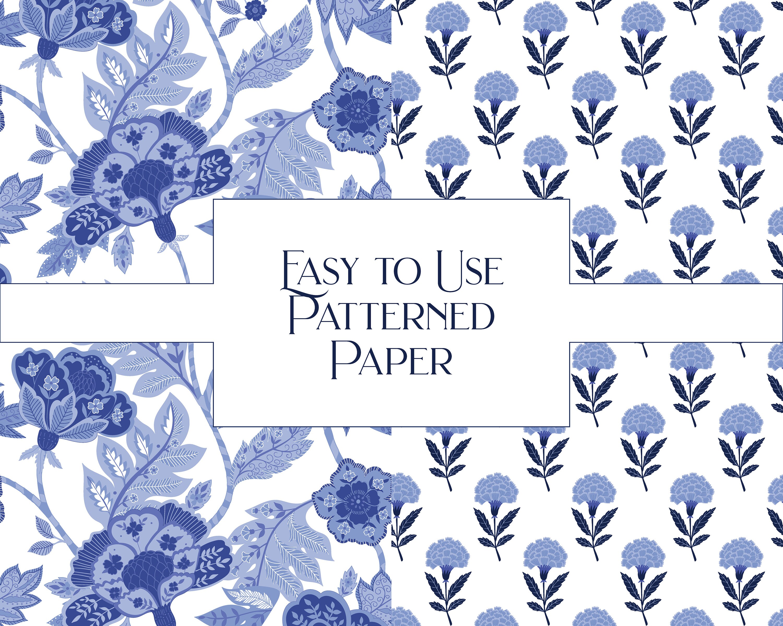 Boho Pattern Digital Paper Blue and White Wallpaper Chintz | Etsy