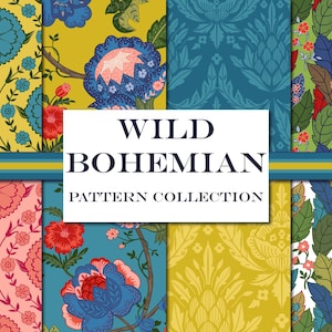 Wilde boho-patronen, kleurrijke digitale papieren maximalistische ontwerpen, heldere wilde naadloze patronen, digitaal, boho naadloos herhalingspatroon