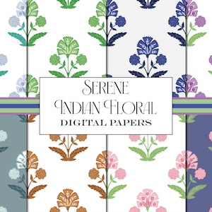 Papeles digitales con estampado en bloque, multicolores, papeles digitales serenos, paquete de papeles digitales pastel, ocho diseños de patrones sin costuras desteñidos