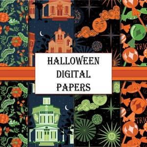 Pacchetto di carta digitale per Halloween: sfondi PNG spettrali (12 x 12 pollici)