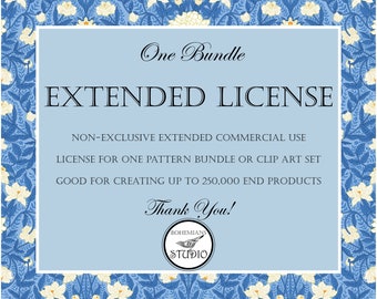 Commercial License For One Pattern Bundle or Clip Art Bundle - Up to 250,000 End Products