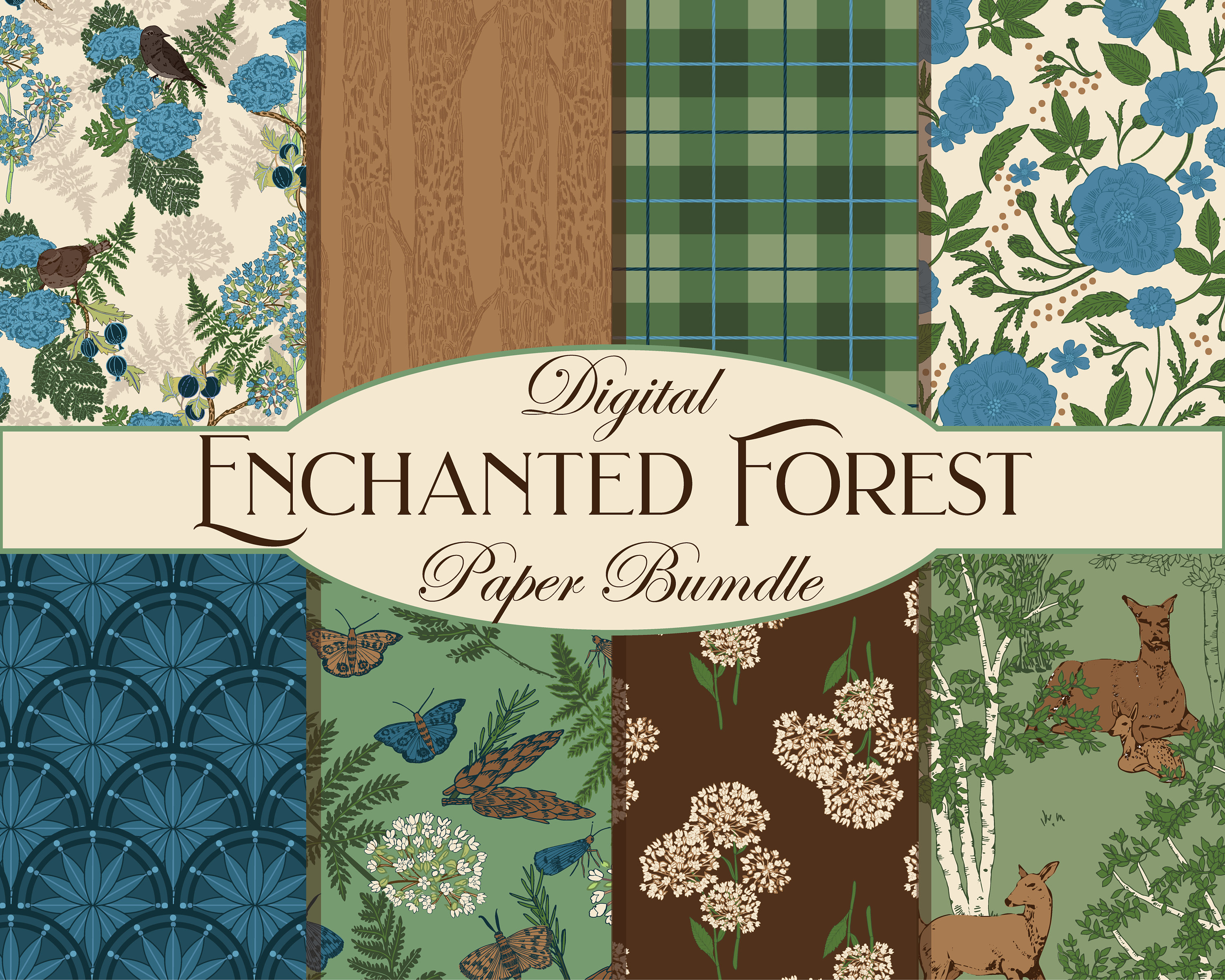 Fondo de bosque de arte digital, patrón de repetición de bosques y bosques, descarga de documentos digitales, papeles de scrapbooking camping senderismo