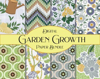 Garten-Wachstum Digitales Papier-Bundle: Florale Muster (Digitaler Download)
