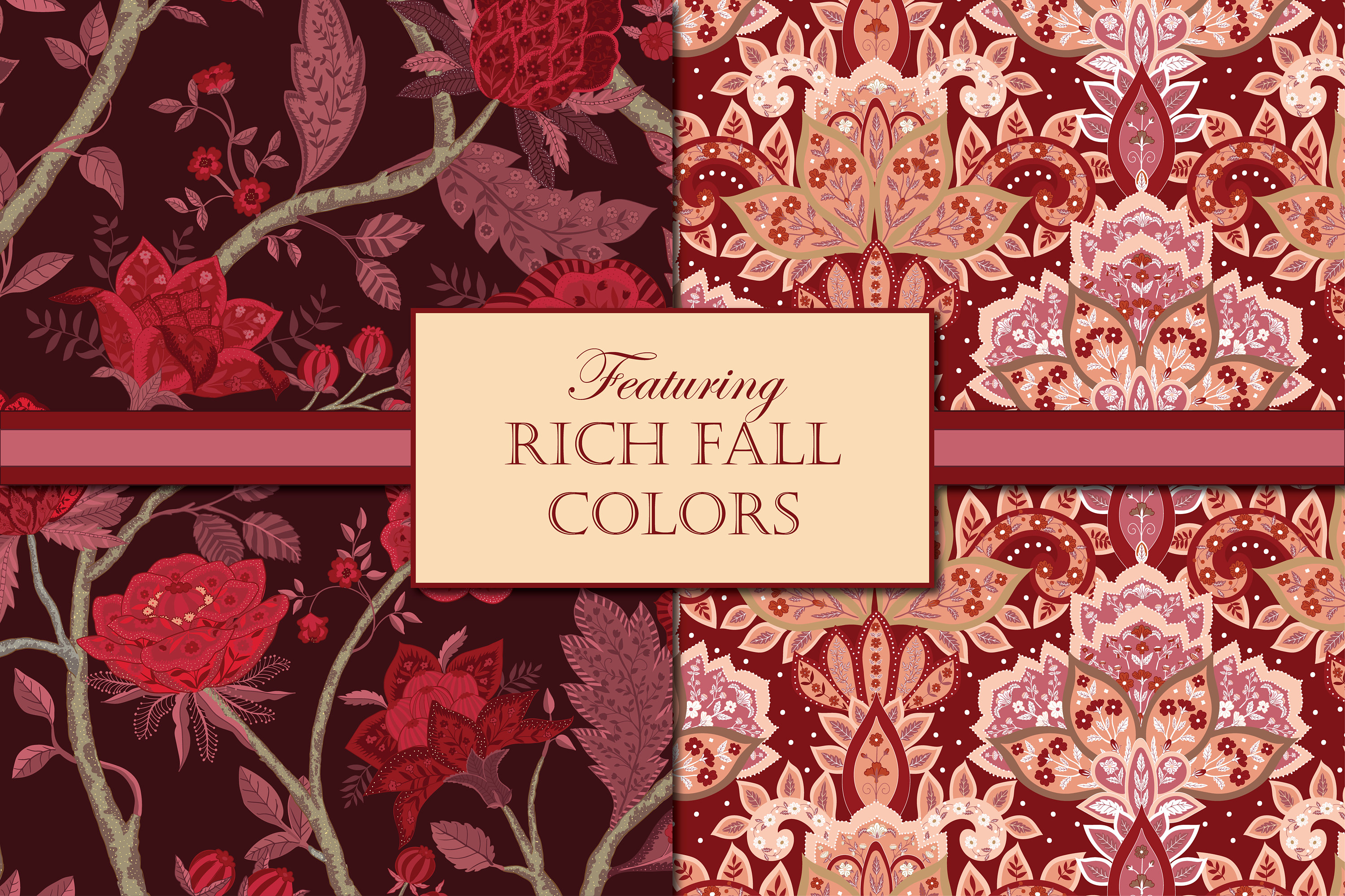 Autumn Digital Papers - Fall Patterns - Chintz Patterns - Repeat ...
