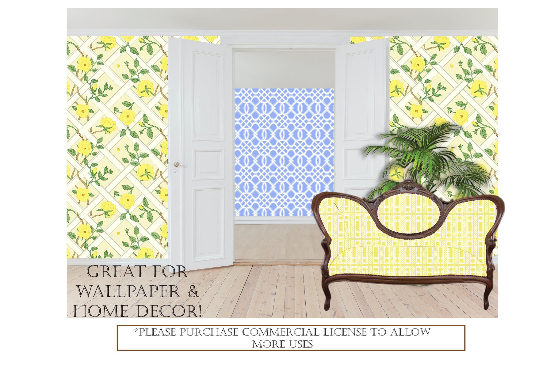 Garden Trellis Digital Papers, Seamless Repeat Patterns, Garden Theme ...
