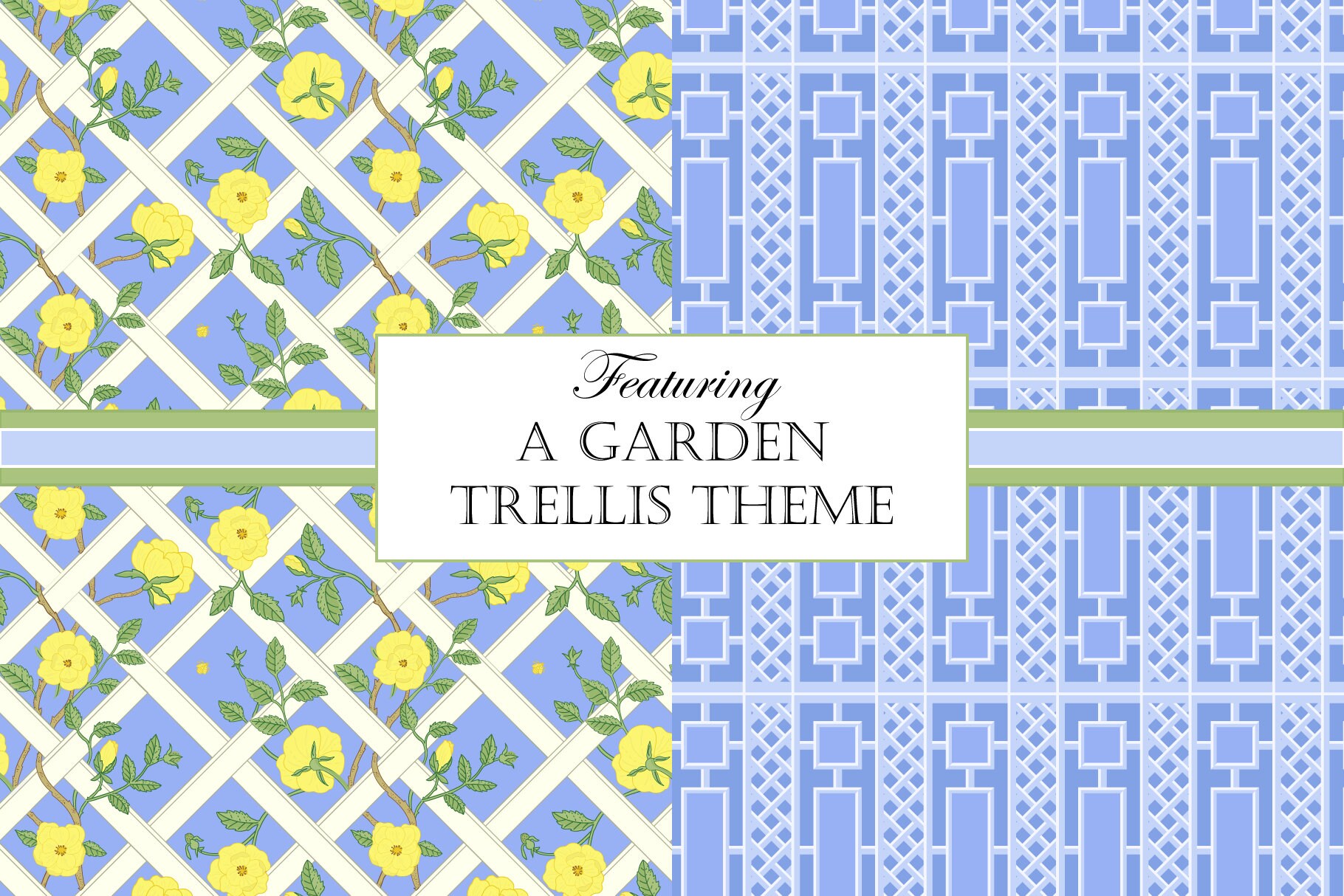 Garden Trellis Digital Papers, Seamless Repeat Patterns, Garden Theme ...