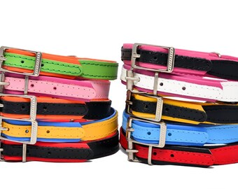 Real Soft Leather Dog Puppy Collar Colour Padded Handmade