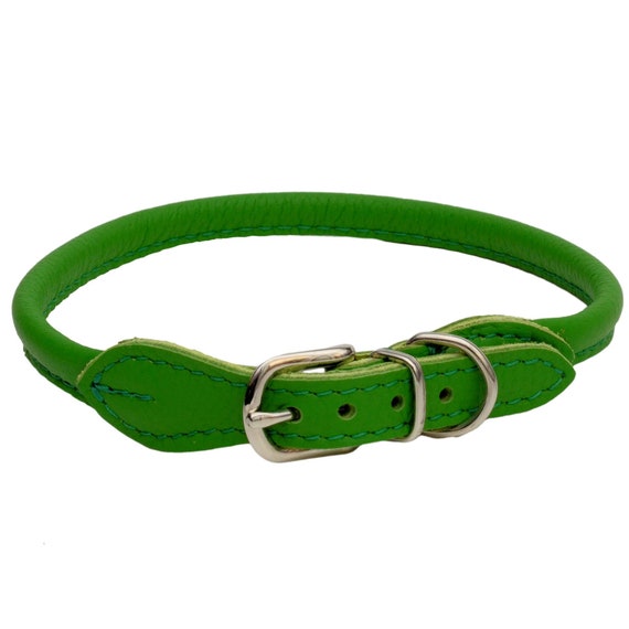 Buy Handmade Real Leather Rolled DOG COLLARS MULTICOLORED Flat