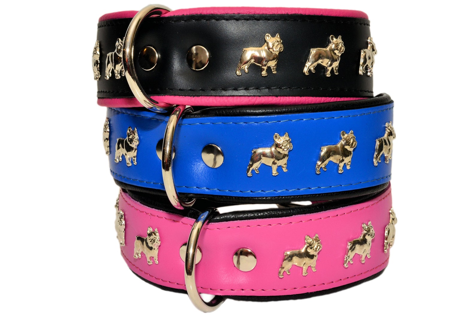 French Bulldog Real Leather Dog Collars Handmade Etsy