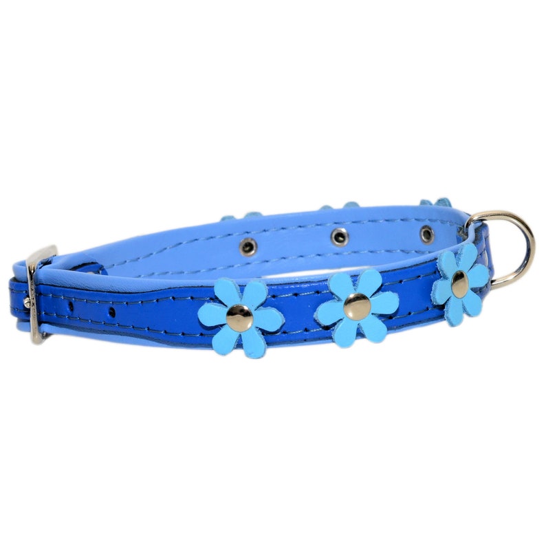 Leather Dog Puppy Collar Daisy FLOWER Decorated Colorful Etsy