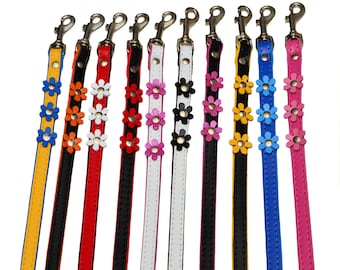 Dog Lead Leashes Daisy/Flower Designer Real Soft Leather Color Lining Handmade