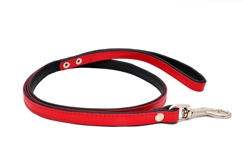 Real Soft Leather Dog Leads Leashes Black Padded Handmade Etsy