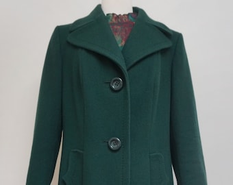 1970s Forest Green Wool Coat | Medium