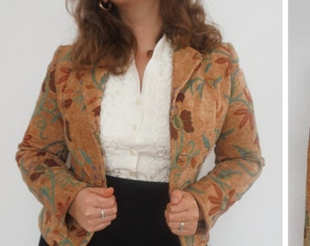 Vintage 90s KRISS Jacket Gobelin Tapestry Fabric Jacket