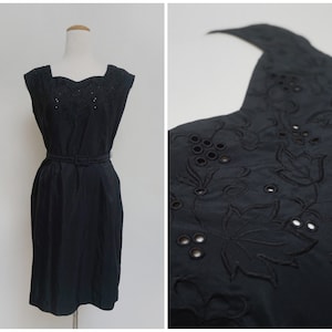 1950s Black Wiggle Dress with Belt | Size Medium | Incredible Condition