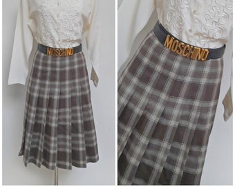 Tartan rok uit de jaren 70 | Gemaakt in Italië | Maat Klein | Zuivere scheerwol
