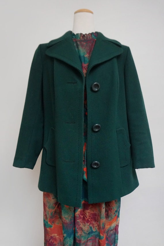 1970s Forest Green Wool Coat | Medium - image 2