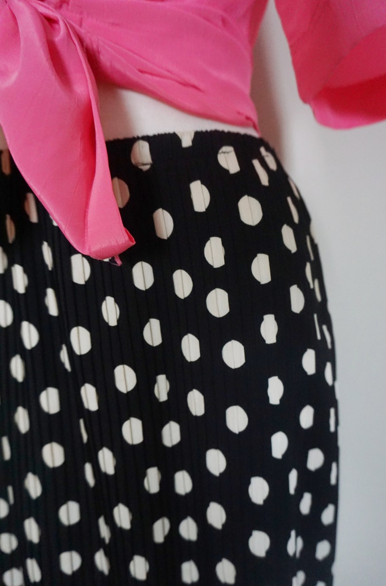 1980s Plisse Polka Dot Midi Skirt