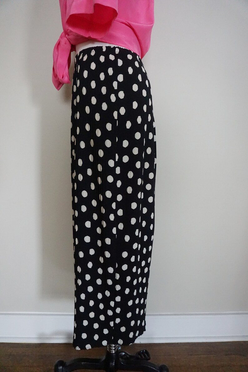 1980s Plisse Polka Dot Midi Skirt