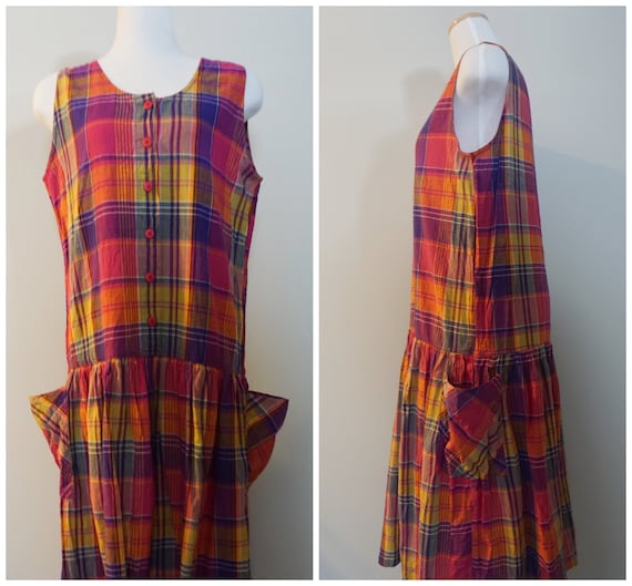 Adorable 1990s Tartan Smock Dress