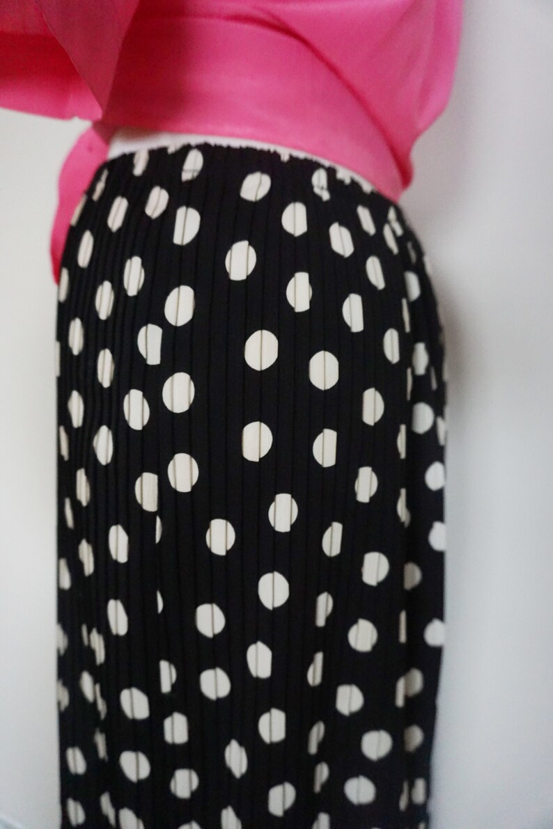 1980s Plisse Polka Dot Midi Skirt