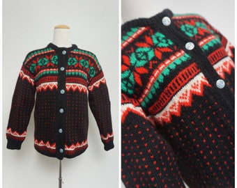 RARE 70s Handmade Fair Isle Sweater | 100% Wool | Medium