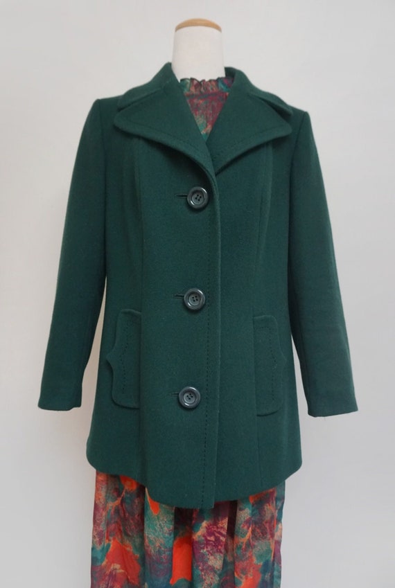 1970s Forest Green Wool Coat | Medium - image 1