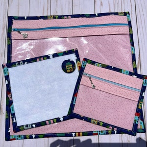 NEW Christmas Handmade project bag with matching small notions bag, thread bed, and needle minder
