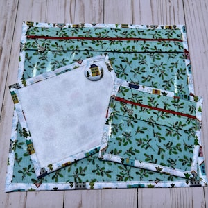 NEW Christmas Handmade project bag with matching small notions bag, thread bed, and needle minder