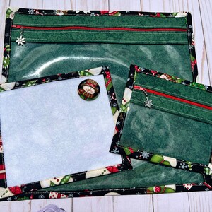 NEW Handmade project bag with matching small notions bag, thread bed, and needle minder