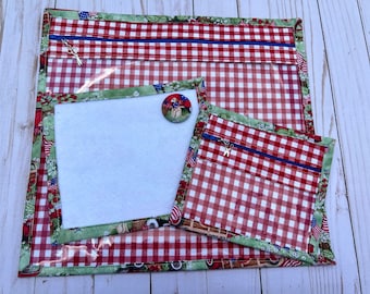 NEUE Patina - Handgemachte Projekttasche mit passender Zubehörtasche, Garnbett und Nadelhalter