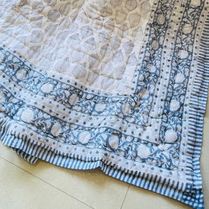 Indian Reversible Quilts/Jaipuri Razai/Soft Quilt/Hand Block Print Quilt /Jaipuri Famous Quilt/Queen Quilt/Cotton Quilt/Reversible Quilts
